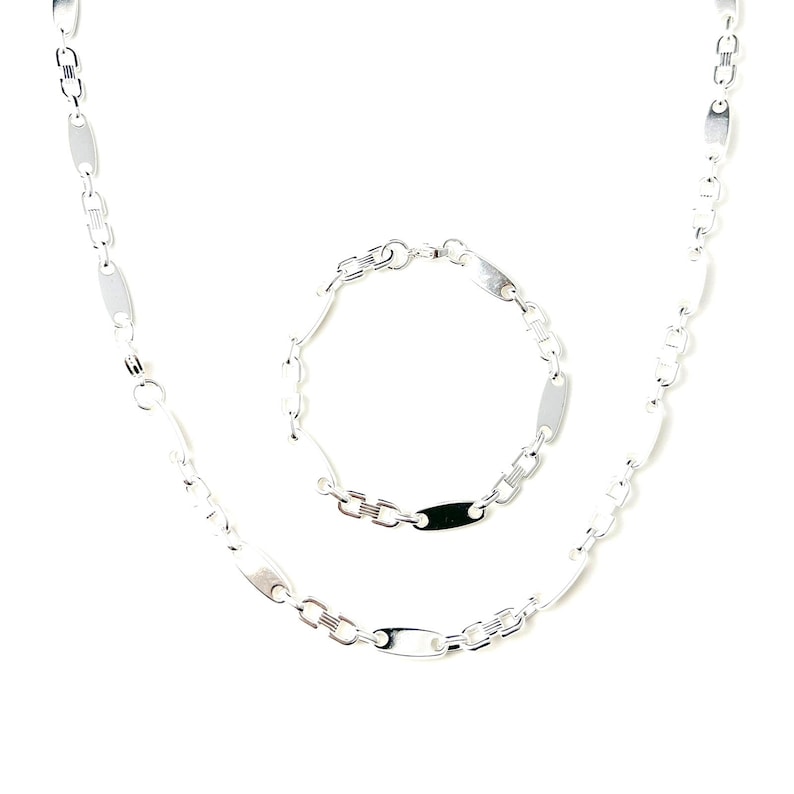 Plate chain set stainless steel 60 cm 4 mm to 10.5 mm Cuban necklace bracelet plate chain image 10