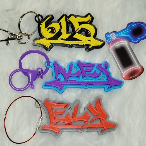 Graffiti Custom 3D Printed Name Tag, Personalized name tag, Name Keychain, Personalized keychain, Backpack tag, Water Bottle Tag
