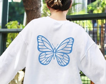 Butterfly Hoodie Kangaroo Pocket Sweatshirt, Floral Butterfly Sweatshirt, Animal Sweatshirt, Animal Lover Sweatshirt, Graphic Sweatshirt