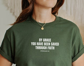 Saved by Grace Retro gewelltes christliches Shirt Ästhetischer Christ Streetwear Hoodie Jesus Shirt Christian Merch Christliche Kleidung Bibel Glaube