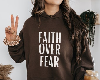 Glaube über Angst Christian Hoodie Christian Sweatshirt Jesus Hoodie Trendy Hoodie Bibel Vers Shirt Ästhetische Kleidung Ästhetischer Hoodie