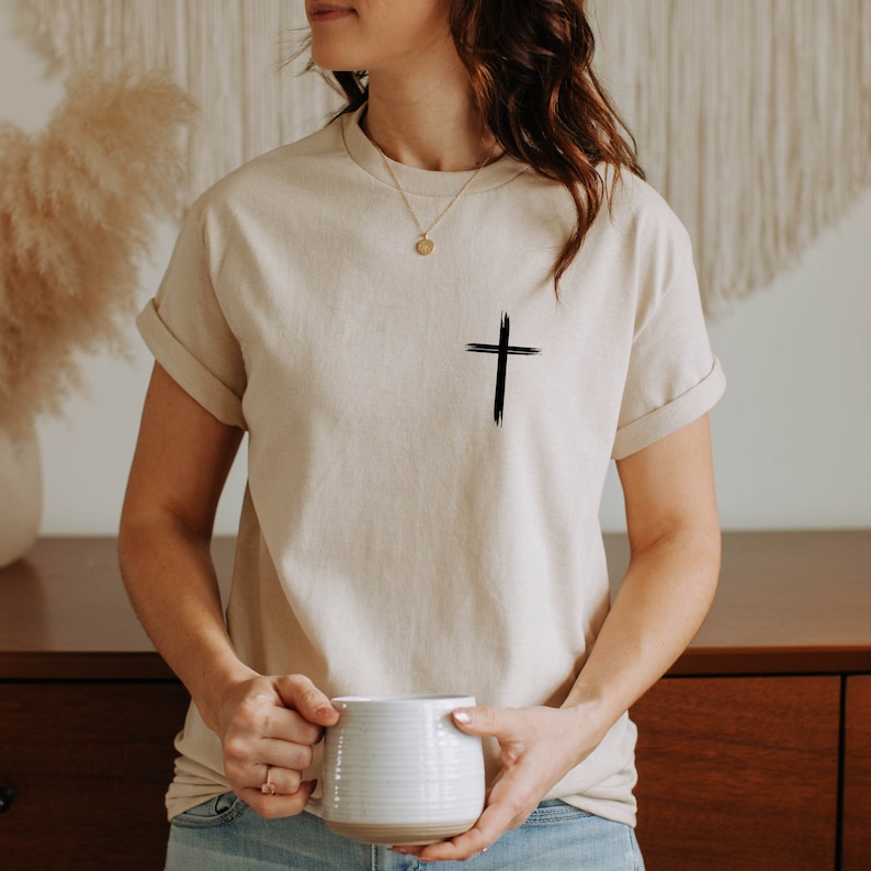 Estética Jesús salva camisa ropa cristiana marrón camisa cristiana para hombres Jesús ropa cristiana ropa de calle ropa bíblica verso camisa imagen 3