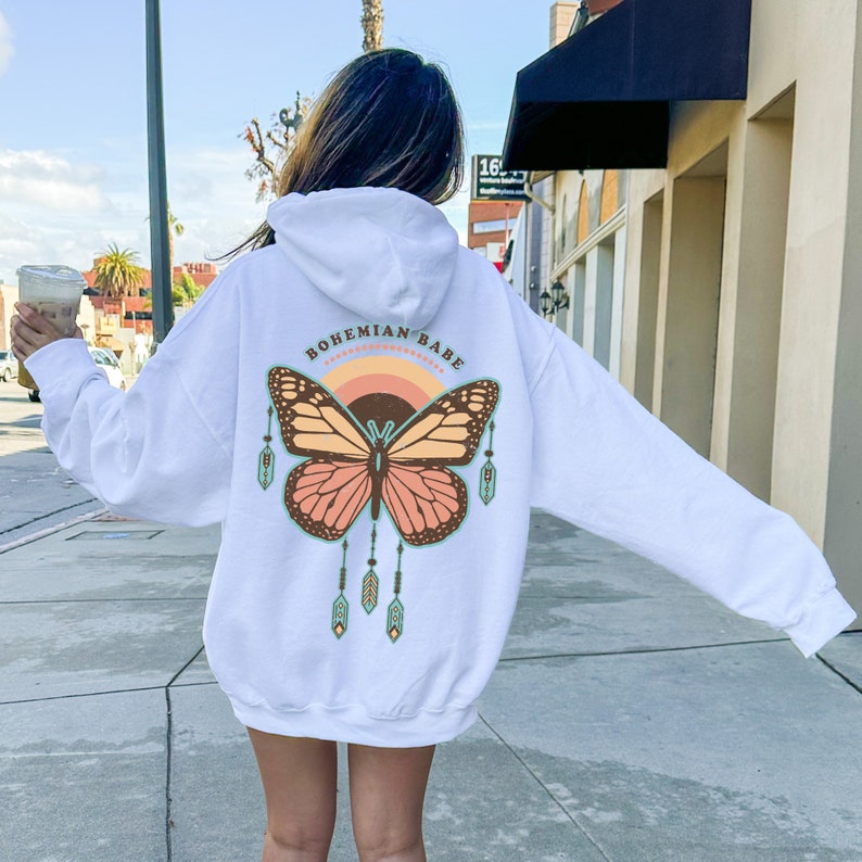 Butterfly Hoodie, Floral Butterfly Sweatshirt, Butterfly Lover Tee