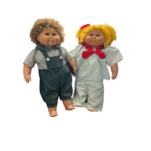 Set di 2 bambole vintage Dan-Dee per bambini, taglia unica, colore multi-colore, anni '80, filato, capelli, Cabbage Patch.