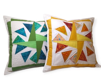 Capas de Almofadas com ENCHIMENTO INCLUÍDO!!, Patchwork Acolchoado Feito à Mão – Design Geométrico – Almofadas Decorativas Modernas – Presente Único para Casa