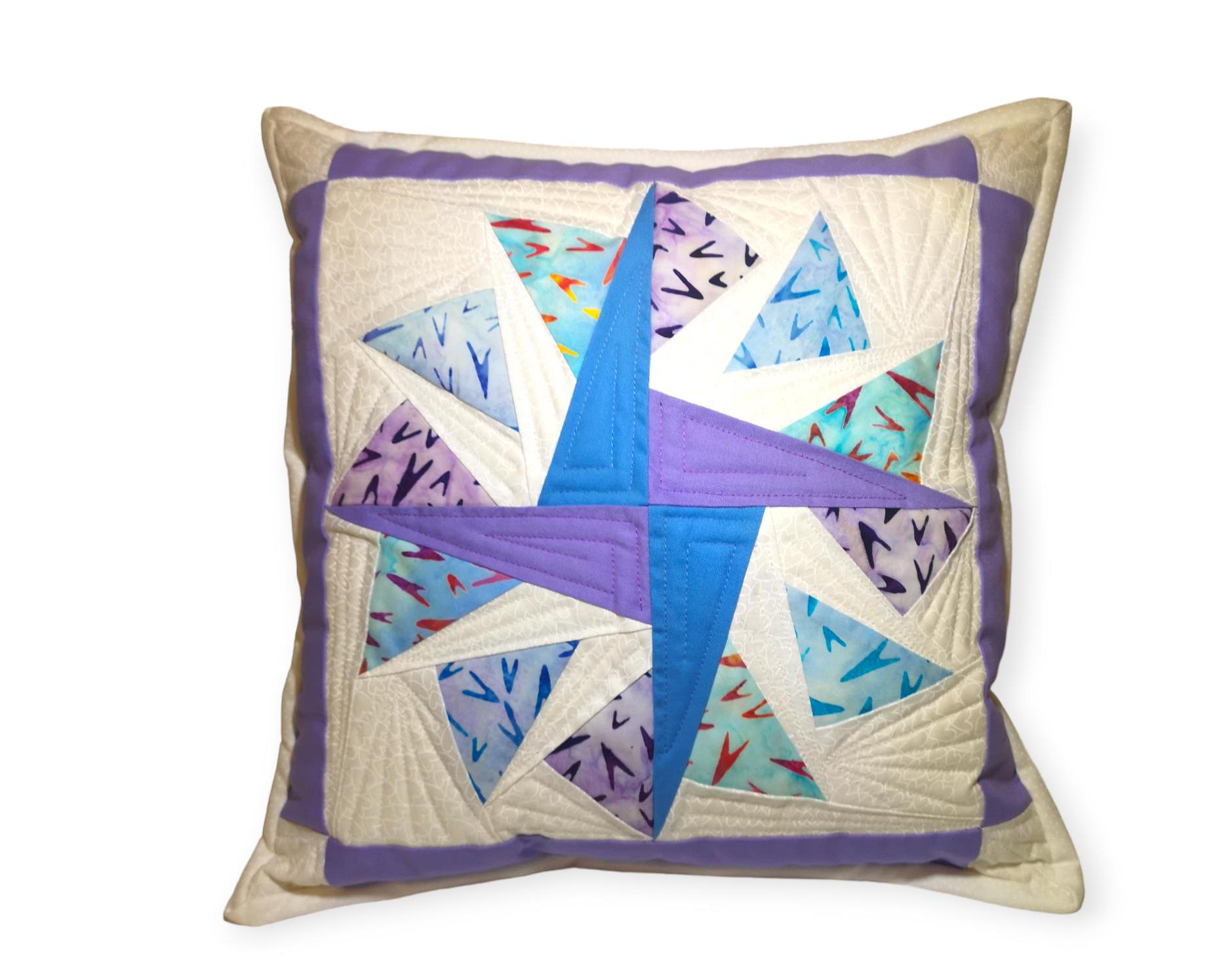 詰め物入り枕カバー!!、ハンドメイドキルトパッチワーク - 幾何