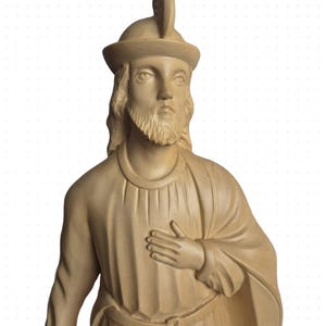 Saint Hubert religious statue, Hand-Carved Saint Hubert Wooden Statue -67 cm, Catholic Statues, Church Patron, Catholic , gift for catholic