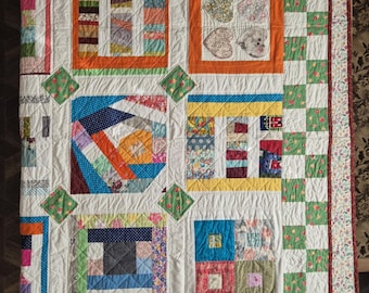 Couverture patchwork, matelassé, couette faite main, jeté de canapé confortable, literie matelassée, couvre-lit en patchwork, couette fait main, jeté de lit confortable 190 cm x 135 cm