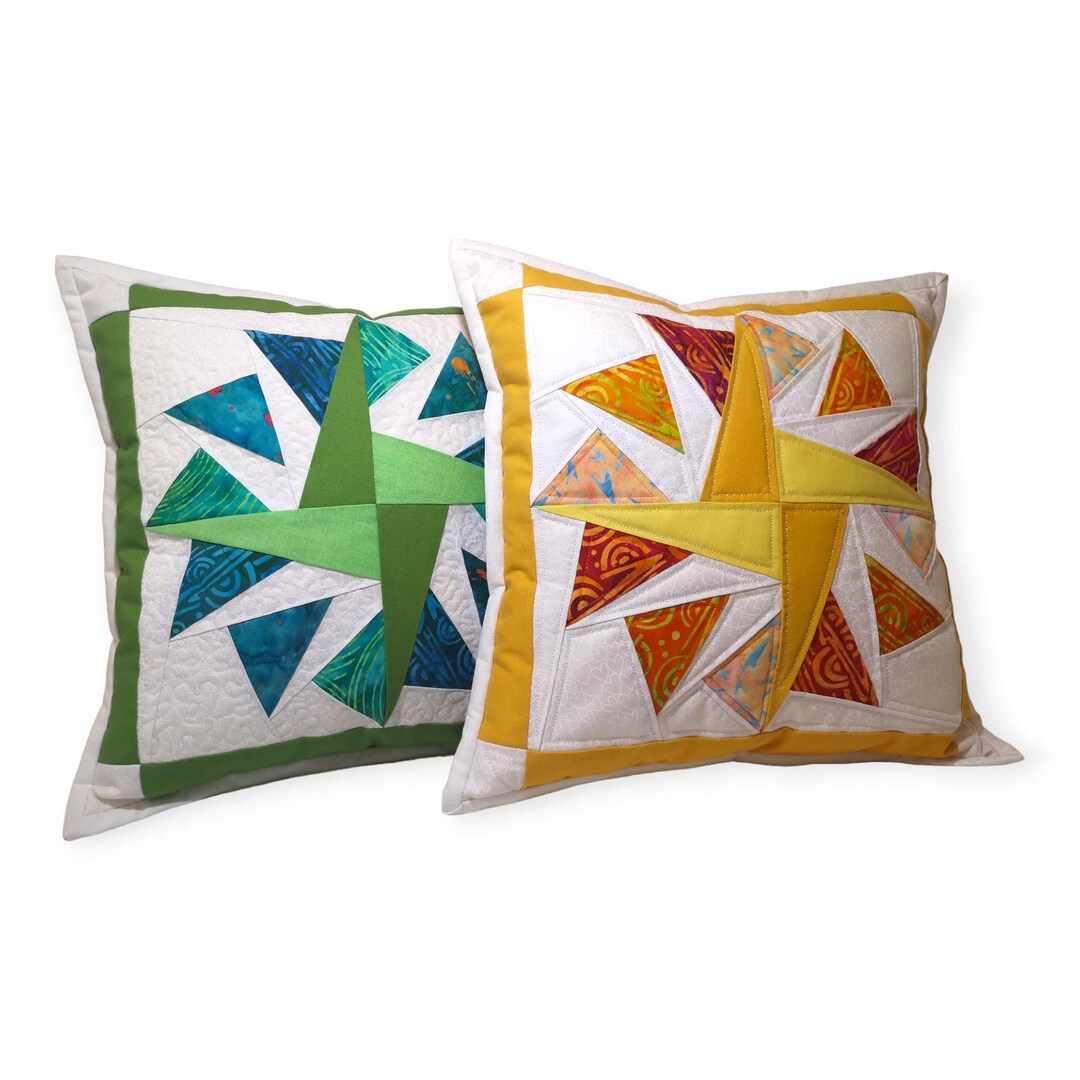 幾何学模様パッチワーク枕カバー 幾何学模様の枕カバー - 16x16 - パッチワーク枕カバー - スロー