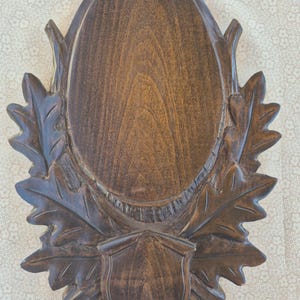 Hand-Carved Wooden Antler Mount Plaque –Hunting Lodge Decor -  Linden Wood, 35x25 cm | Rustic European Trophy Base for Antlers
