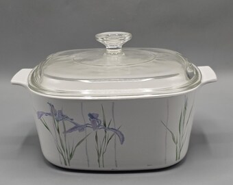 Corelle Shadow Iris 3 Liter A 3 B Covered Casserole with Glass Pyrex Lid Cottage