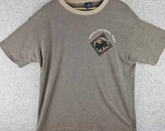 Vintage 90s Belton Knits Denali National Park Moose Honeycomb Shirt Men's XL USA
