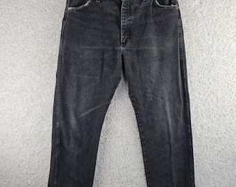 Vintage Wrangler Jeans Mens 36x33 Black Charcoal Denim Cowboy Cut Baggy 35x28.5