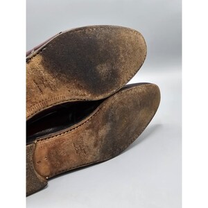 Vintage Salvatore Ferragamo Brogue Slip On Burgundowe Mokasyny Męskie 11.5 D Włochy zdjęcie 12