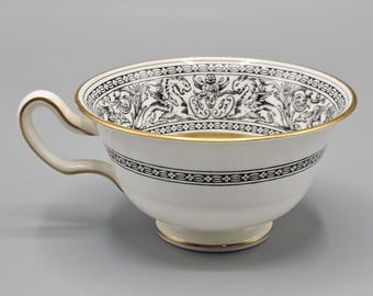 Wedgwood Florentine Black Dragon Cup Gold Rim Peony Shape