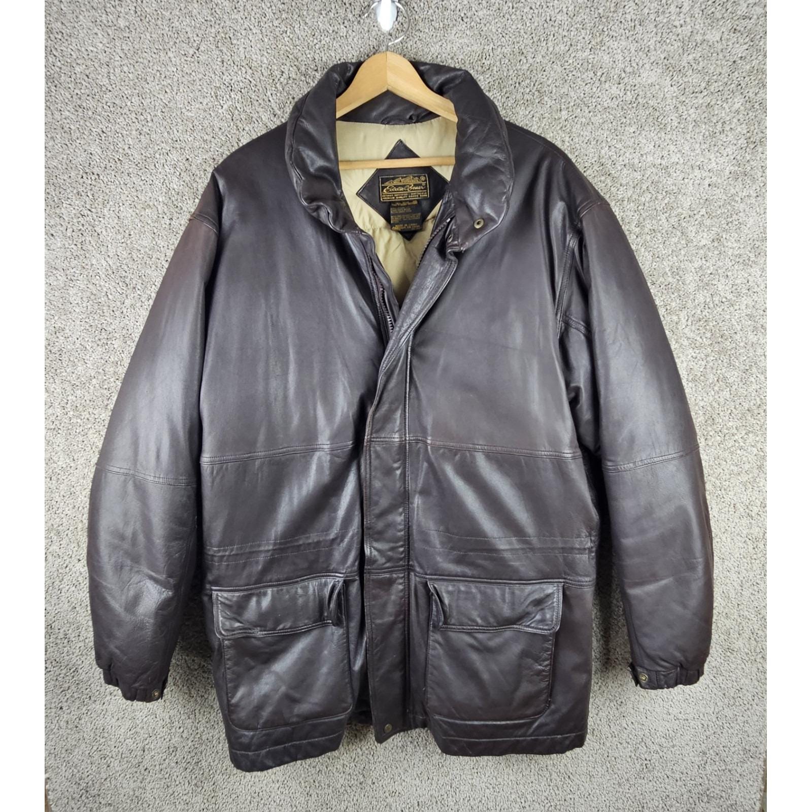 Eddie Bauer Leather Down Jacket - Etsy