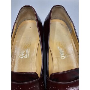 Vintage Salvatore Ferragamo Brogue Slip On Burgundowe Mokasyny Męskie 11.5 D Włochy zdjęcie 5