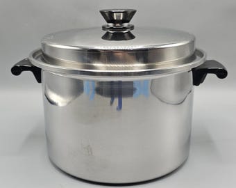 Vintage Amway Queen Stockpot 6 Quart 18/8 Stainless Steel Sauce Pan Multi-Pli