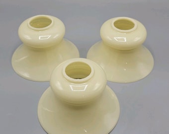 Antique Art Deco Victorian Custard Glass Chandelier Slip Shade Set 3 No Glow 30s