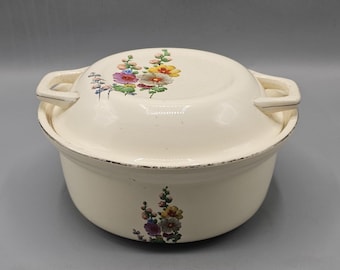 Cazuela floral vintage de Universal Potteries, fabricada en EE. UU., apta para horno, estilo cottagecore.