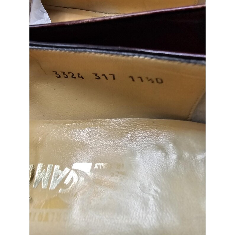 Vintage Salvatore Ferragamo Brogue Slip On Burgundowe Mokasyny Męskie 11.5 D Włochy zdjęcie 9