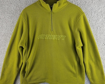 Vintage Y2k Old Navy Fleece-tröja med kvarts dragkedja, herr, stor, limegrön Spellout