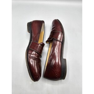 Vintage Salvatore Ferragamo Brogue Slip On Burgundowe Mokasyny Męskie 11.5 D Włochy zdjęcie 8