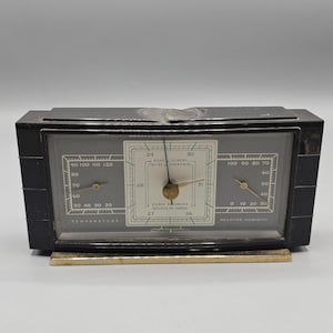 Vintage Airguide Instrument Weather Barometer Temp Retro MCM Made USA Chicago