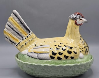 Vintage Hen on Nest Porcelain Lidded Tureen Cottagecore Grandmacore Chic Rustic