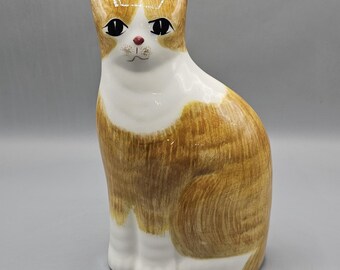 Vintage Ceramic 10" Tabby Cat Door Greeter Folkart Grandmacore Cottage