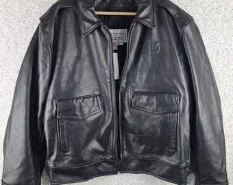 Vintage Taylor's Leatherwear Police Bomber Jacket Black Size 48 L Made USA NWT