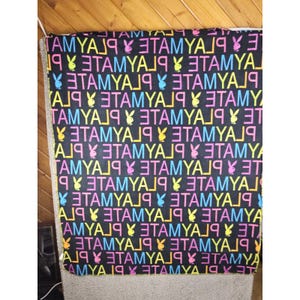 Vintage Playboy Playmate Bunny Blanket Throw 60X48 Black, Yellow, Pink, Blue Y2K image 5