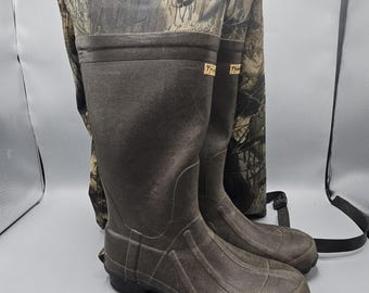 Vintage Hodgman Rubber Neoprene Camo Waders Boots Size 9 Mossy Oak Break Up