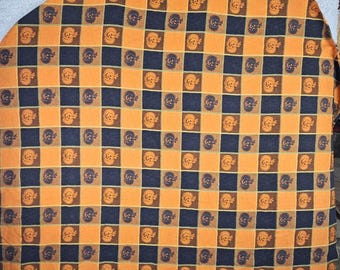 Vintage Halloween Jack O Lantern Pumpkin Check Spiderweb Round Tablecloth 60"