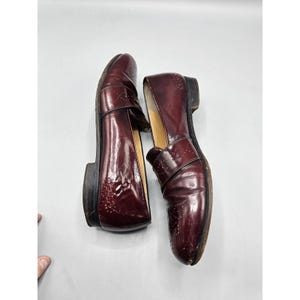 Vintage Salvatore Ferragamo Brogue Slip On Burgundowe Mokasyny Męskie 11.5 D Włochy zdjęcie 6