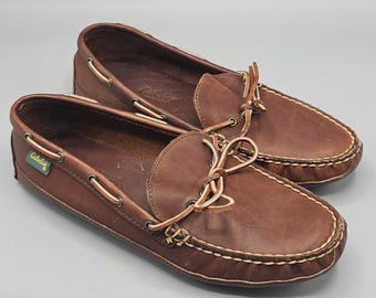 Vintage Cabela's Driving Shoes Slip On Moccasin Leather Mens Sz 12 Boat Made USA