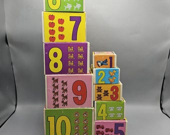 Mickey Mouse & Friends Stacking Cardboard Blocks 1-10 Firemen Alphabet Counting
