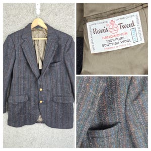 Vintage Harris Tweed Scottish Wool Stafford Blazer Sport Coat Jacket 40R Retro