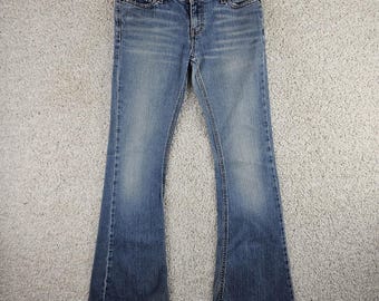 Vintage Hollister Stretch Flare Denim Embroidered Pockets Jeans Size 5 30x31 Y2K
