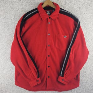 Vintage 90er Jahre Gap Pro Fleece Rot Knopfleiste Langarm Hemd Y2K 90s Taschen