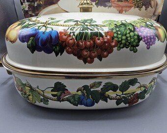 Vintage Tabletops Unlimited Kensington Garden 8 QT Roaster Dutch Oven Enameled