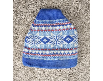 Vintage Wool Smiley Winter Knit Wool Fair Isle Nordic Snowflake Hat Kids Youth