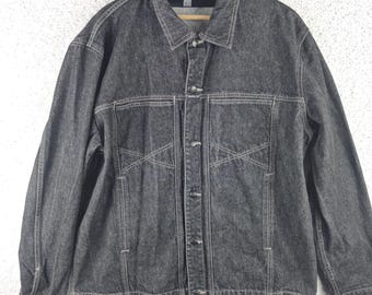Vintage Marithe Francois Girbaud Denim Jacket Mens Size 2XL Charcoal Western