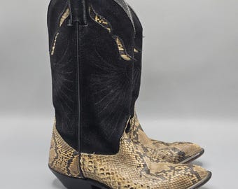Code West Snake Skin & Leather Cowboy Boot 7 M Western