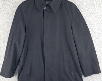 Vintage 70s Penney's Towncraft Penn Prest Black Button Up Coat Jacket Mens 36