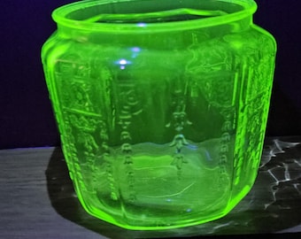 VTG Anchor Hocking Princess Green Uranium Depression Glass Cookie Jar *No Lid*
