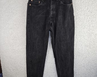 Vintage Levis 550 svarta västerländska denimjeans herr 36x34 Y2K avslappnad passform vit