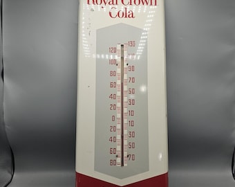 Vintage Royal Crown Cola Steel Advertising Sign Thermometer Fresher Refresher
