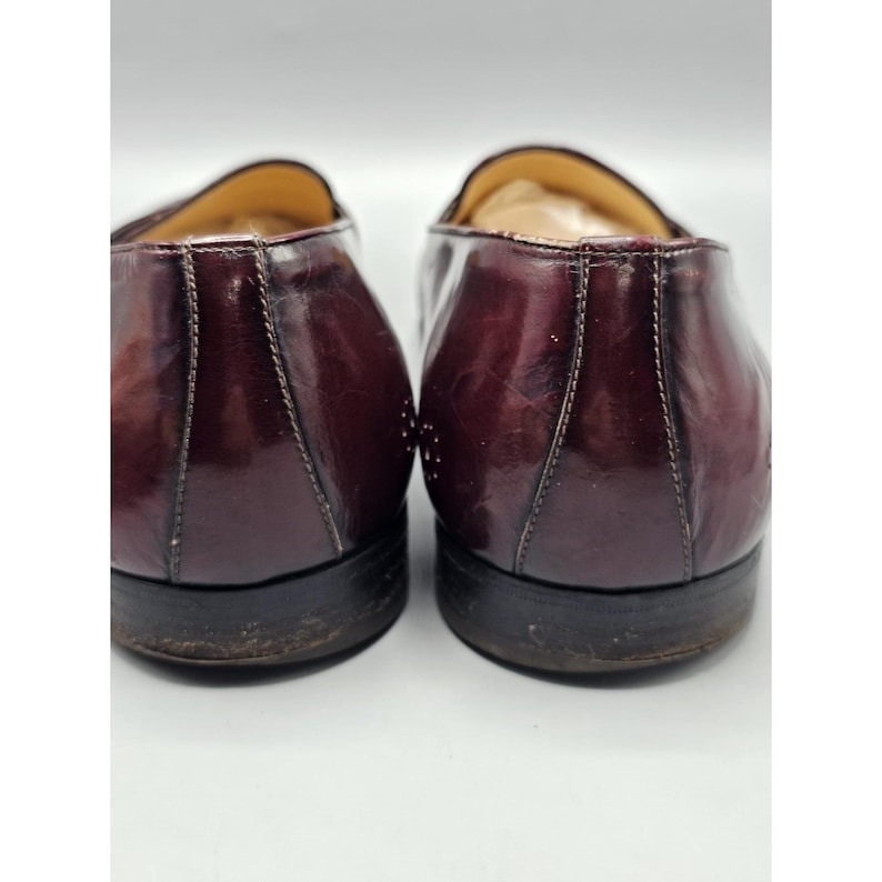 Vintage Salvatore Ferragamo Brogue Slip On Burgundowe Mokasyny Męskie 11.5 D Włochy zdjęcie 14