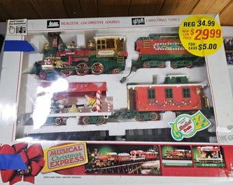 Vintage New Bright Musical Christmas Express #183 Elf Train Set 90s Tested Video